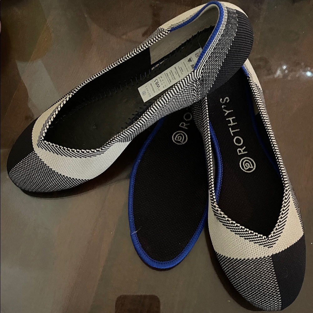 Rothy's Black and White Zigzag Flats